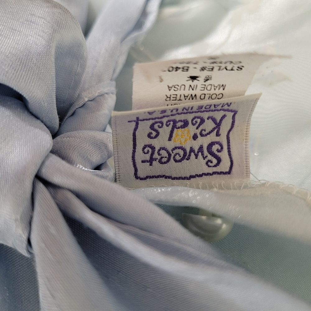 Sweet Kids Baby Dress Girls Blue Pleated Blue Tulle Flower Girl 6M vintage - Picture 3 of 5